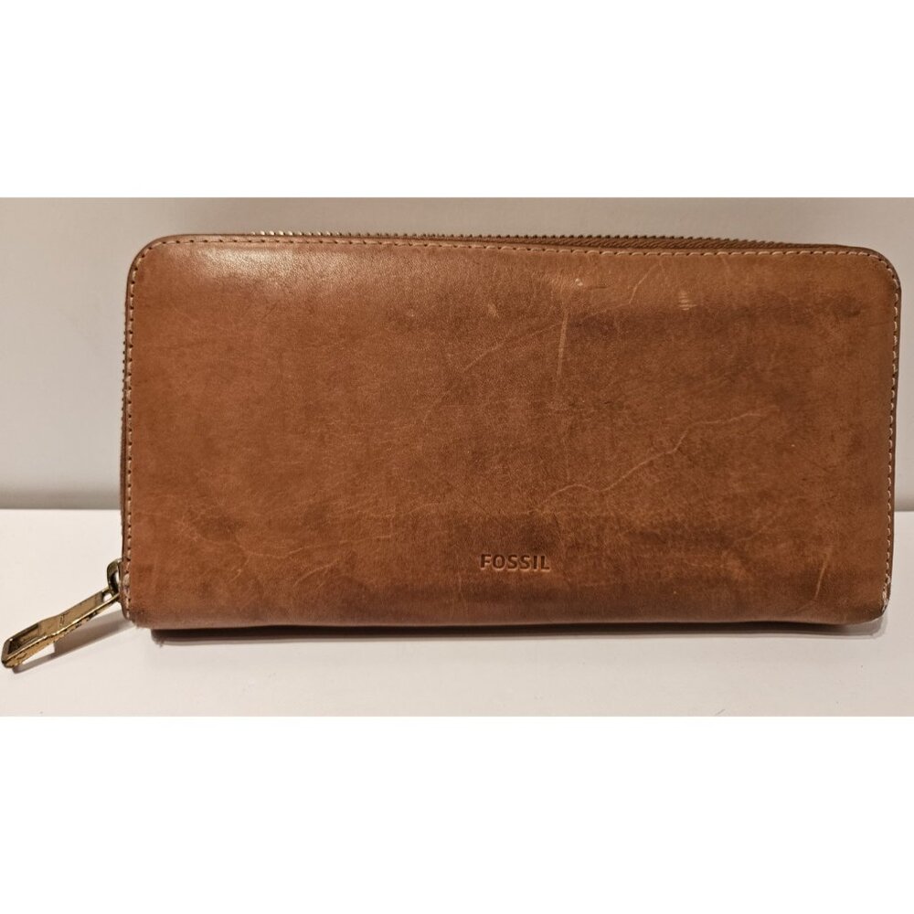 Fossil Cowhide Leather Sydney Zip Around Clutch Wallet 8x4